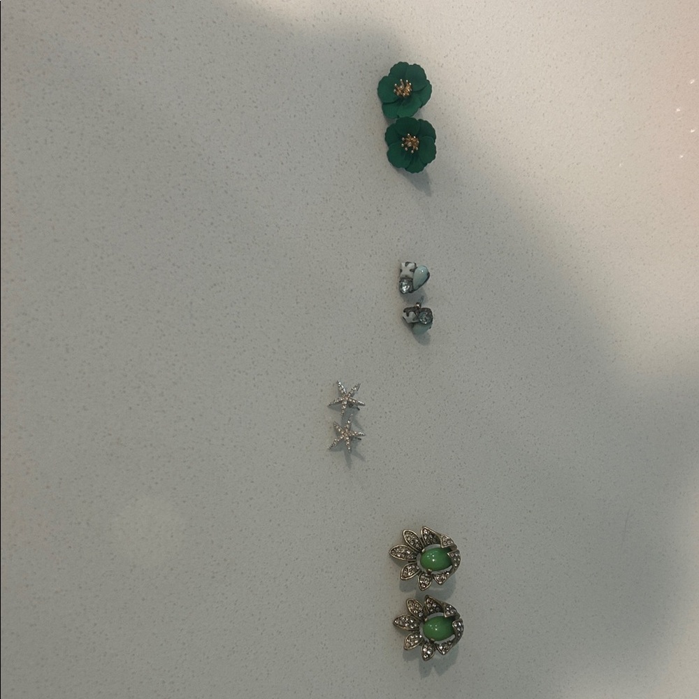 J. Crew Green and Silver Earrings Set